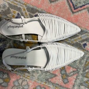 Jeffrey Campbell White Woven Flats